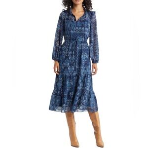 Julia Jordan NWT Navy Patterned Midi Dress